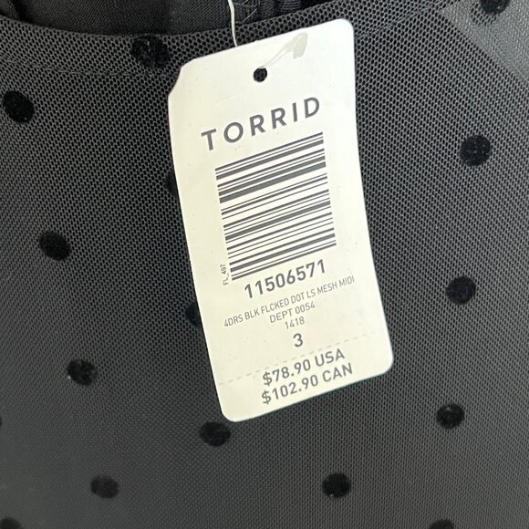 Torrid Black Mesh Polka Dot Dress - Picture 3 of 3
